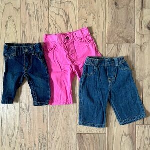 Baby Jeans 3 Pack Newborn, 0-3 Months, Blue and Pink